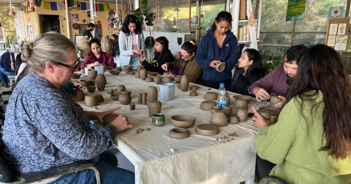 Participants across India and other countries at Dharamkot Studio.