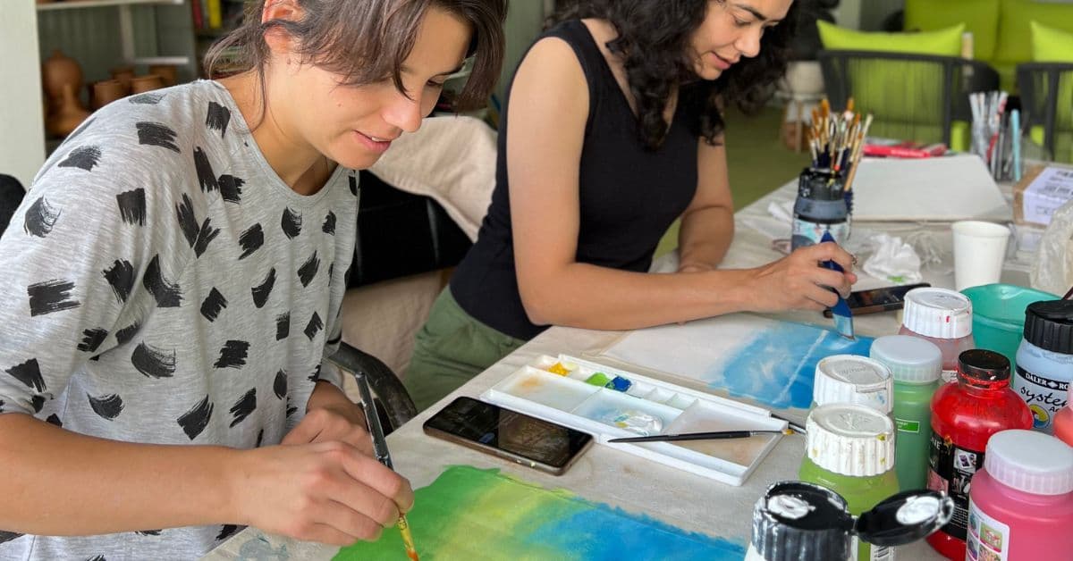 Painting workshop at Dharamkot, Dharamshala.