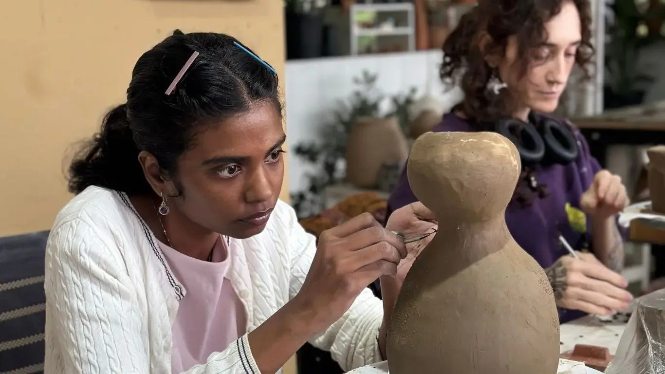 Clay work connected to the Things that hold Us reflection from the beginners course.