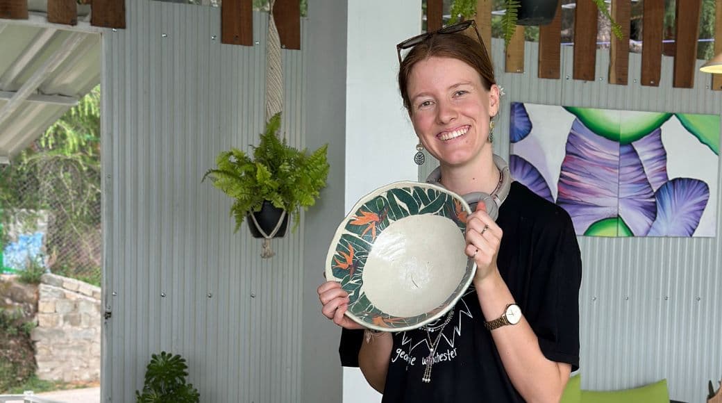 Ruby from the April-May beginner pottery batch at Dharamkot Studio.