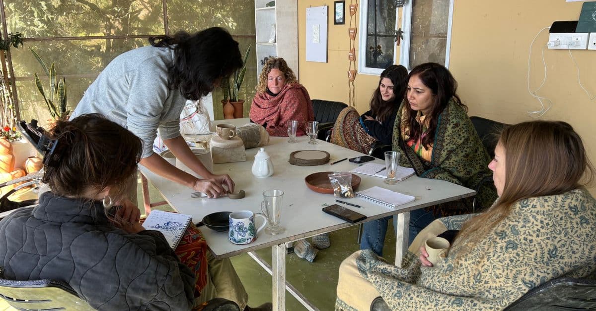 Pottery mold making workshop at Dharamkot Studio.