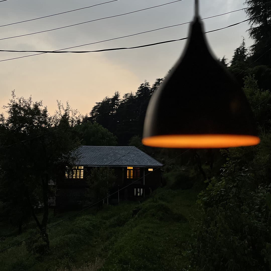 Evening at Dharamkot Studio in the Himalayan village.
