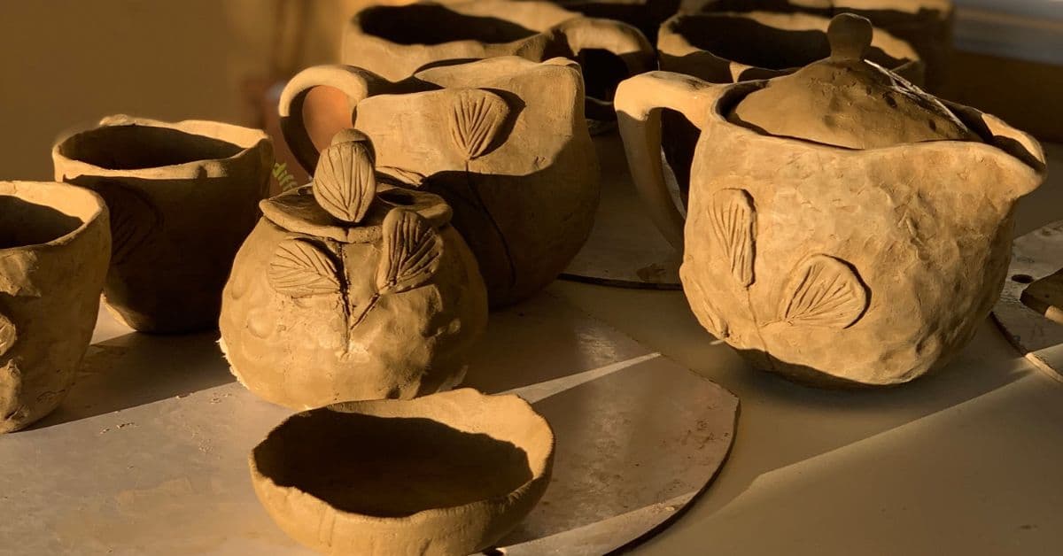 Practicing with clay at Dharamkot Studio in Himachal Pradesh, India.