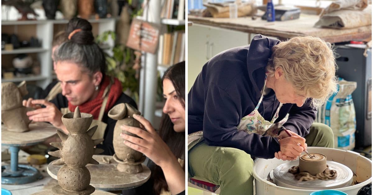 Advance workshop participants working on their final clay sculpture.