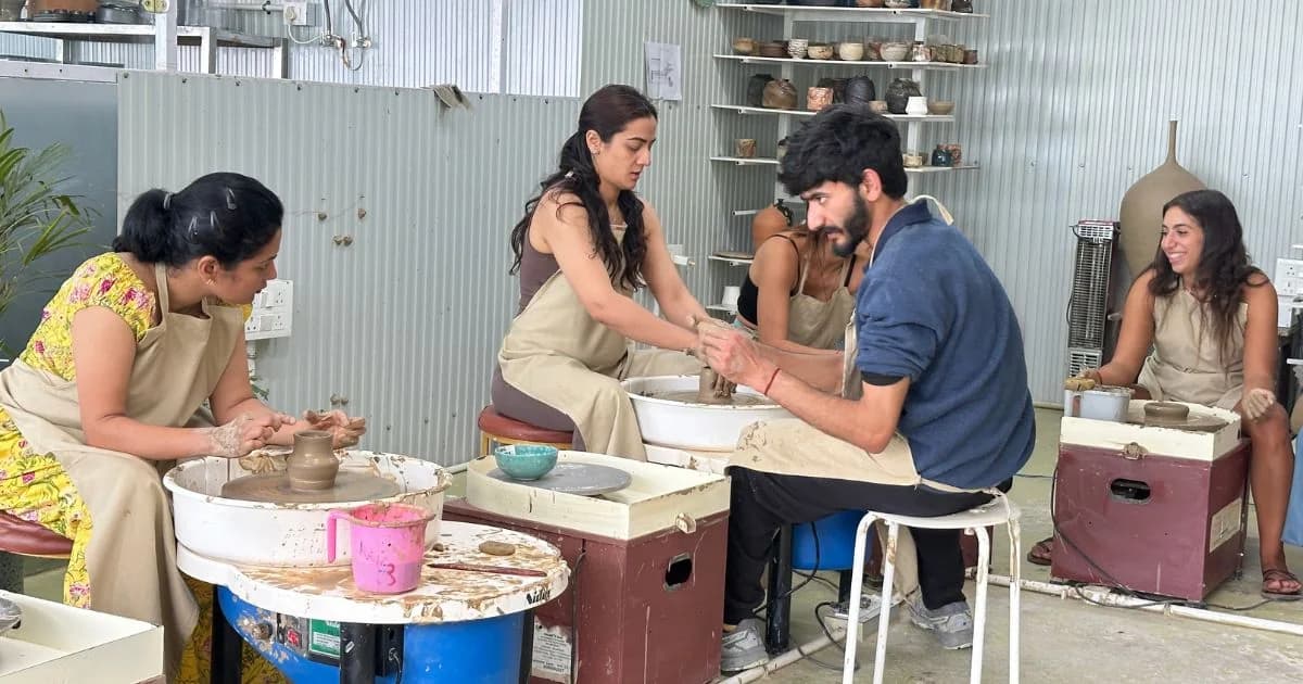 Pottery retreat image representing emotional reset and stress recovery through clay.