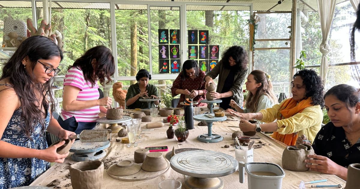 Handmade pottery pieces showing the wabi-sabi beauty of imperfection after a retreat.