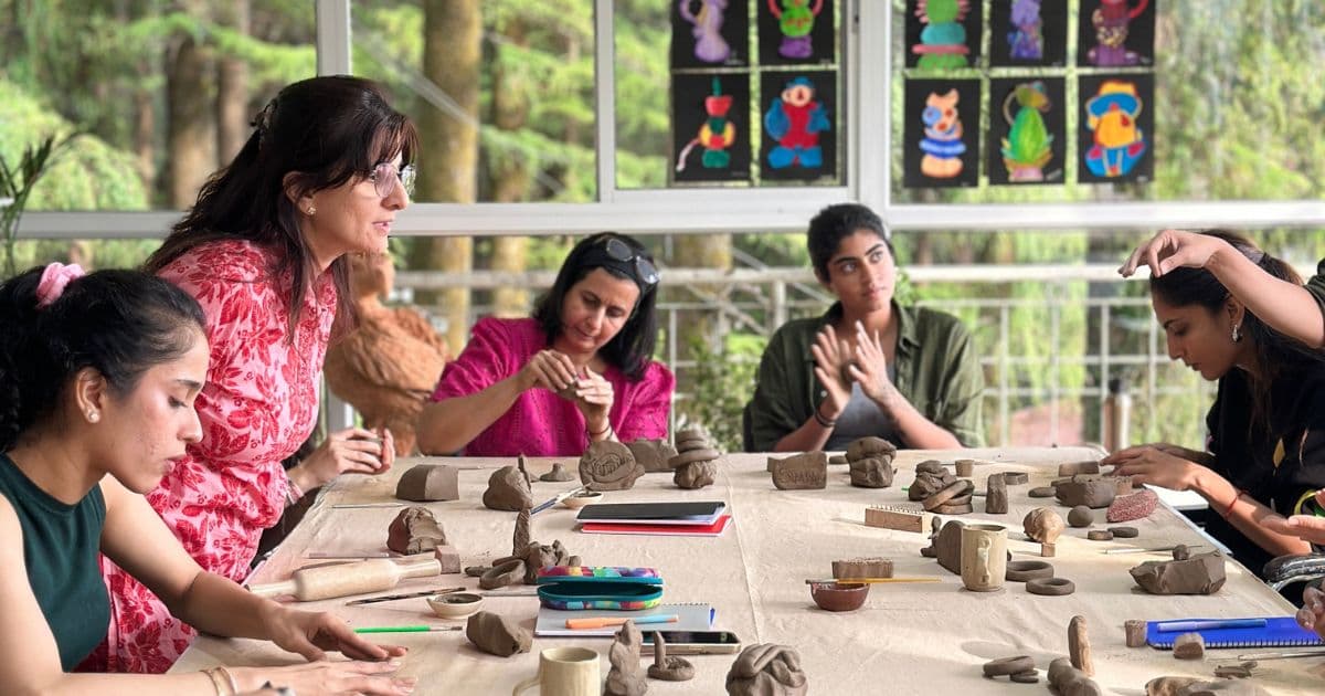 Beginner-friendly pottery retreat at Dharamkot Studio accessible for all skill levels.