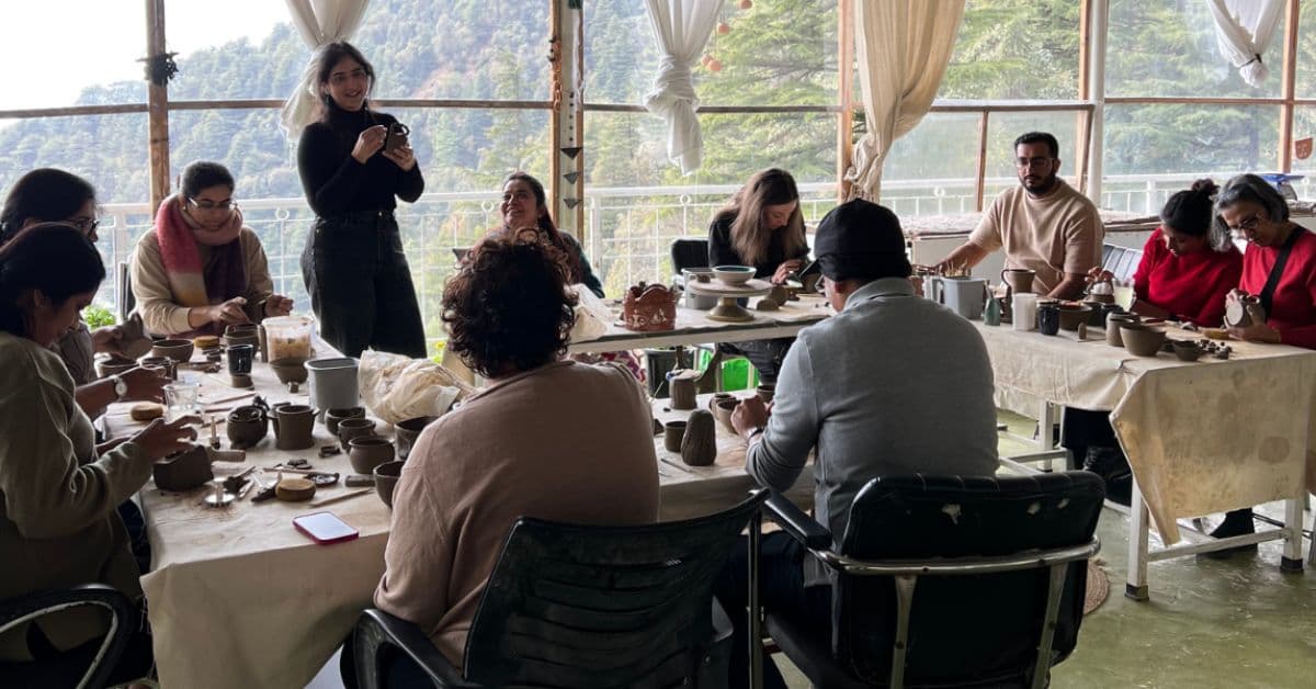 Pottery retreat classes at Dharamkot Studio in the mountains.