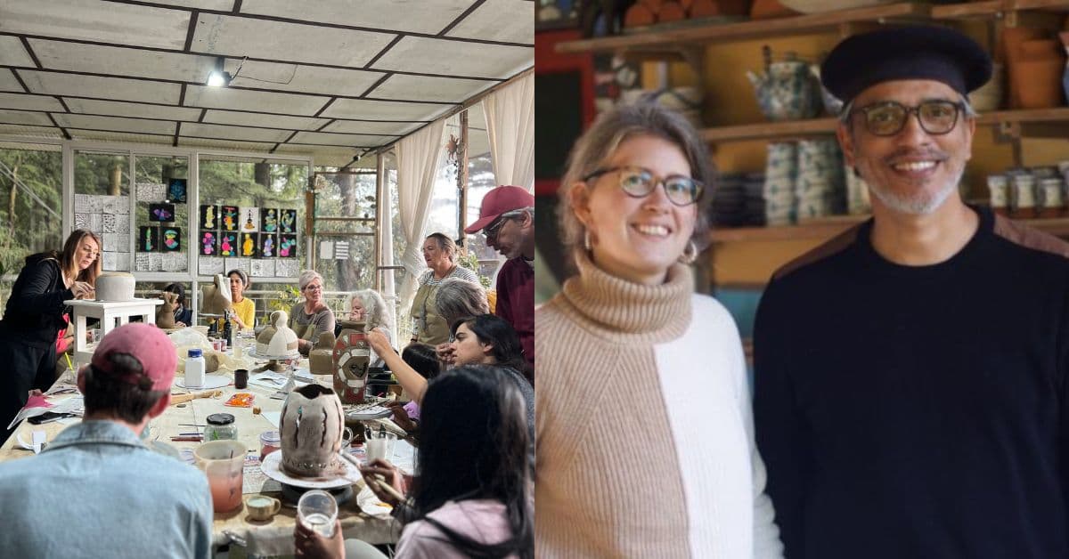 Reyaz and Elodie conducting New Ways With Clay workshop at Dharamkot Studio.