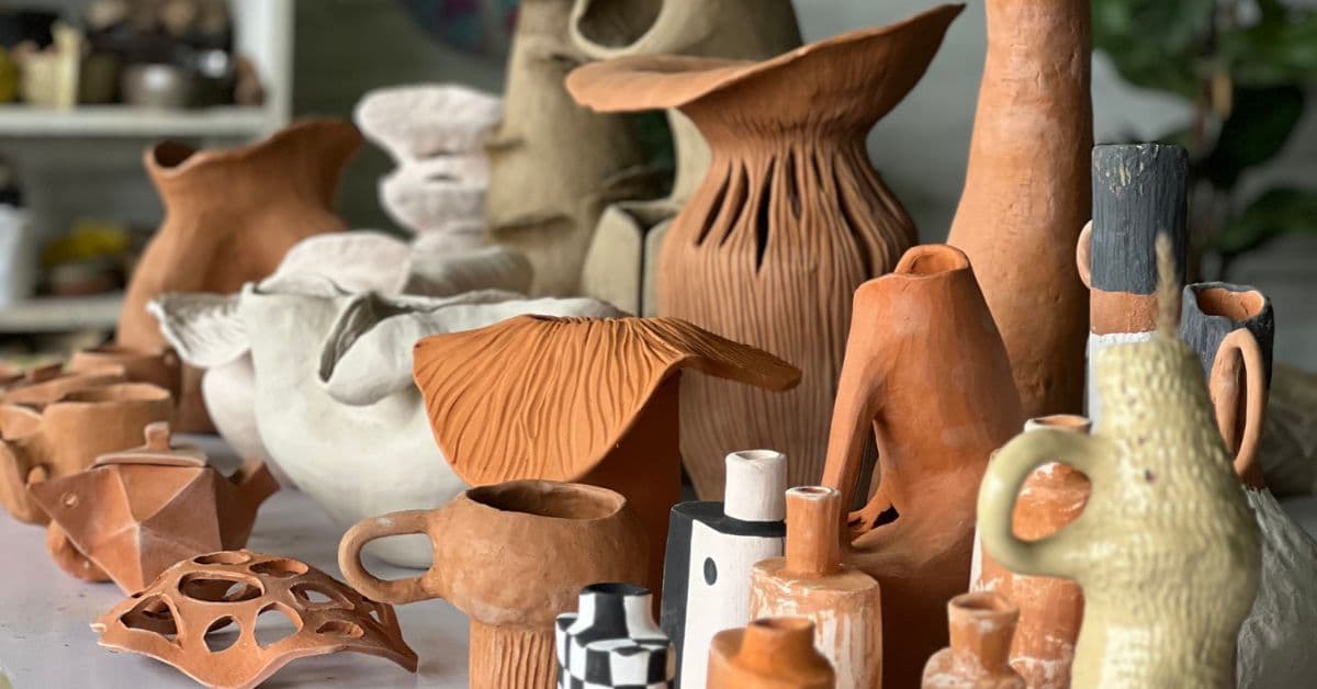A piece of terracotta at Dharamkot Studio in Dharamshala, India.