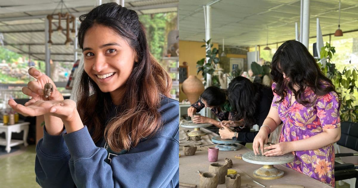 Dharamkot Studio team preparing the pottery studio before a creative retreat.