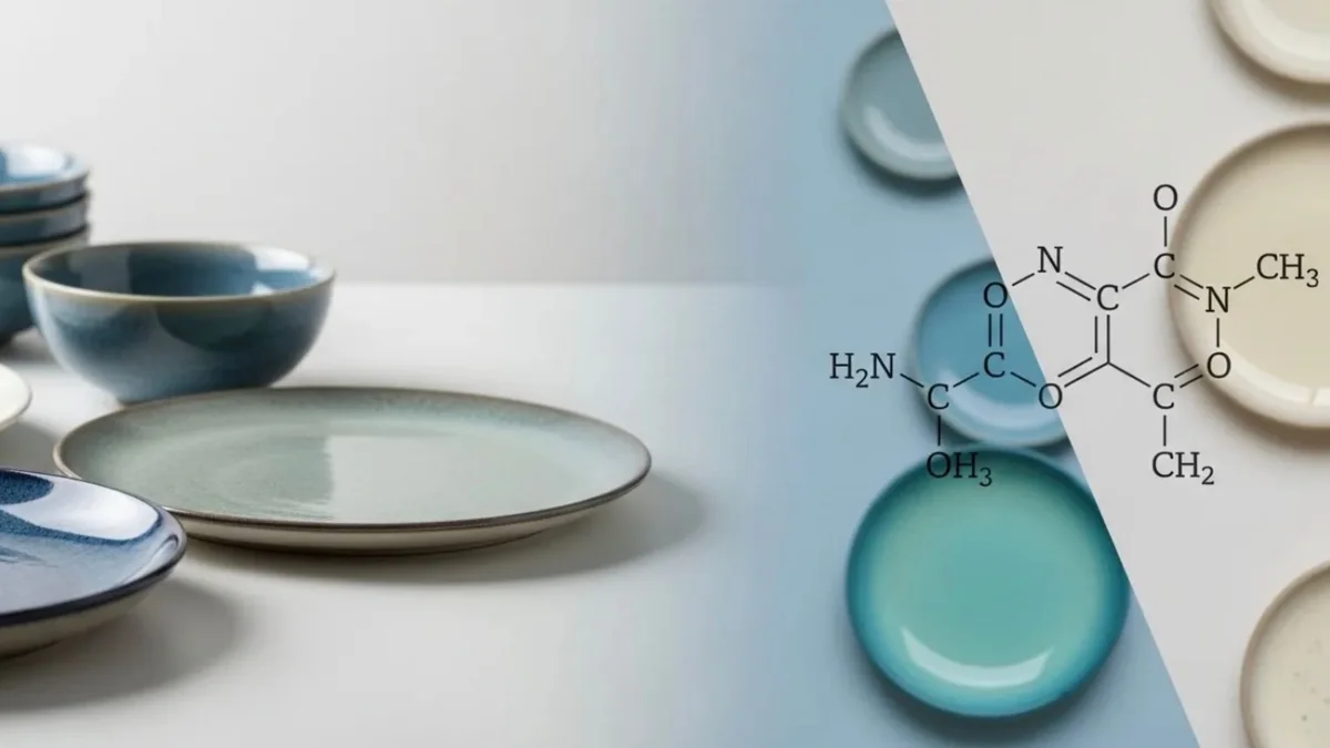 Potter hand-painting glaze on ceramic bowls, highlighting variability in studio production.