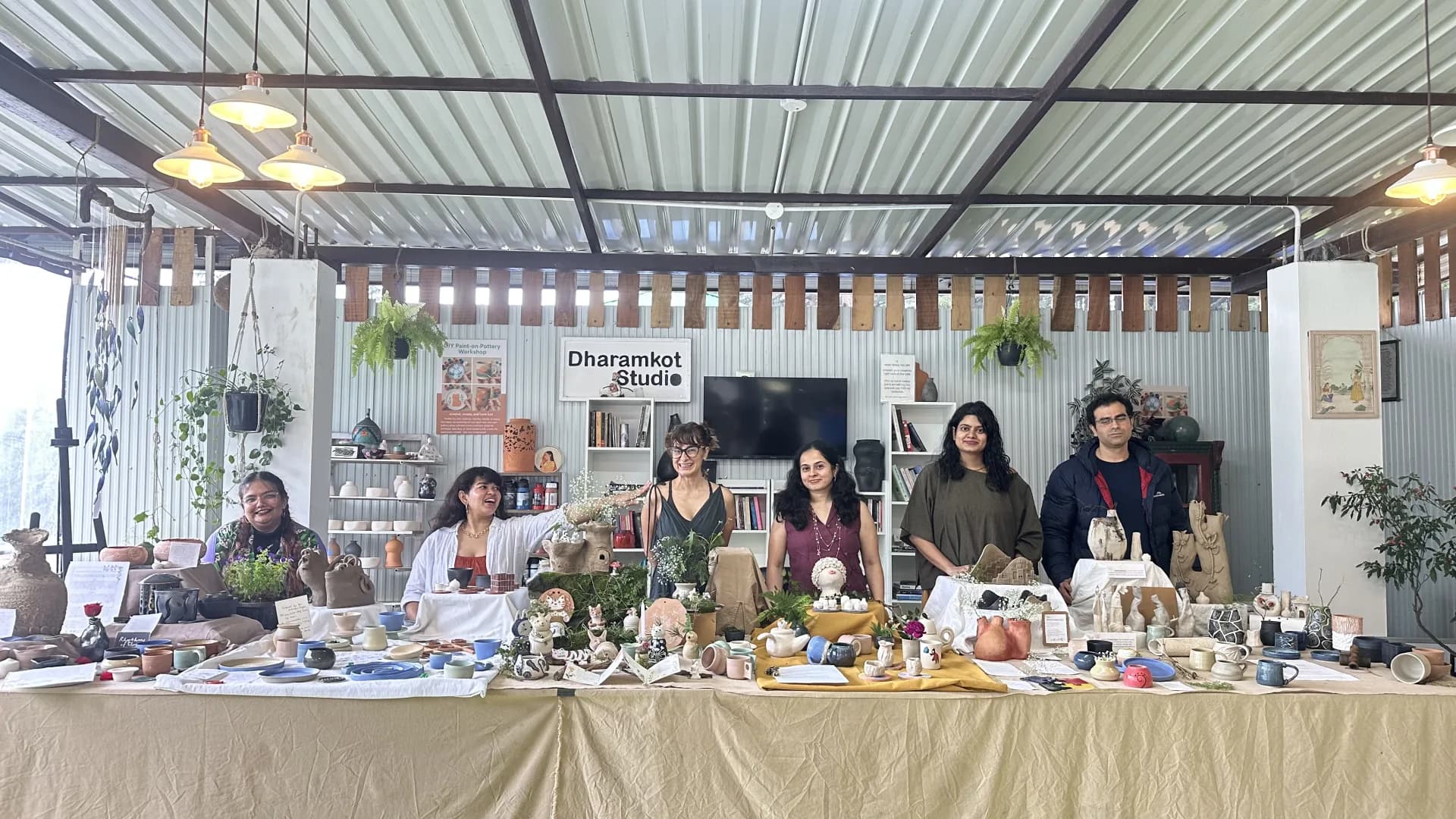 Ceramic artists and handmade work at Dharamkot Studio.
