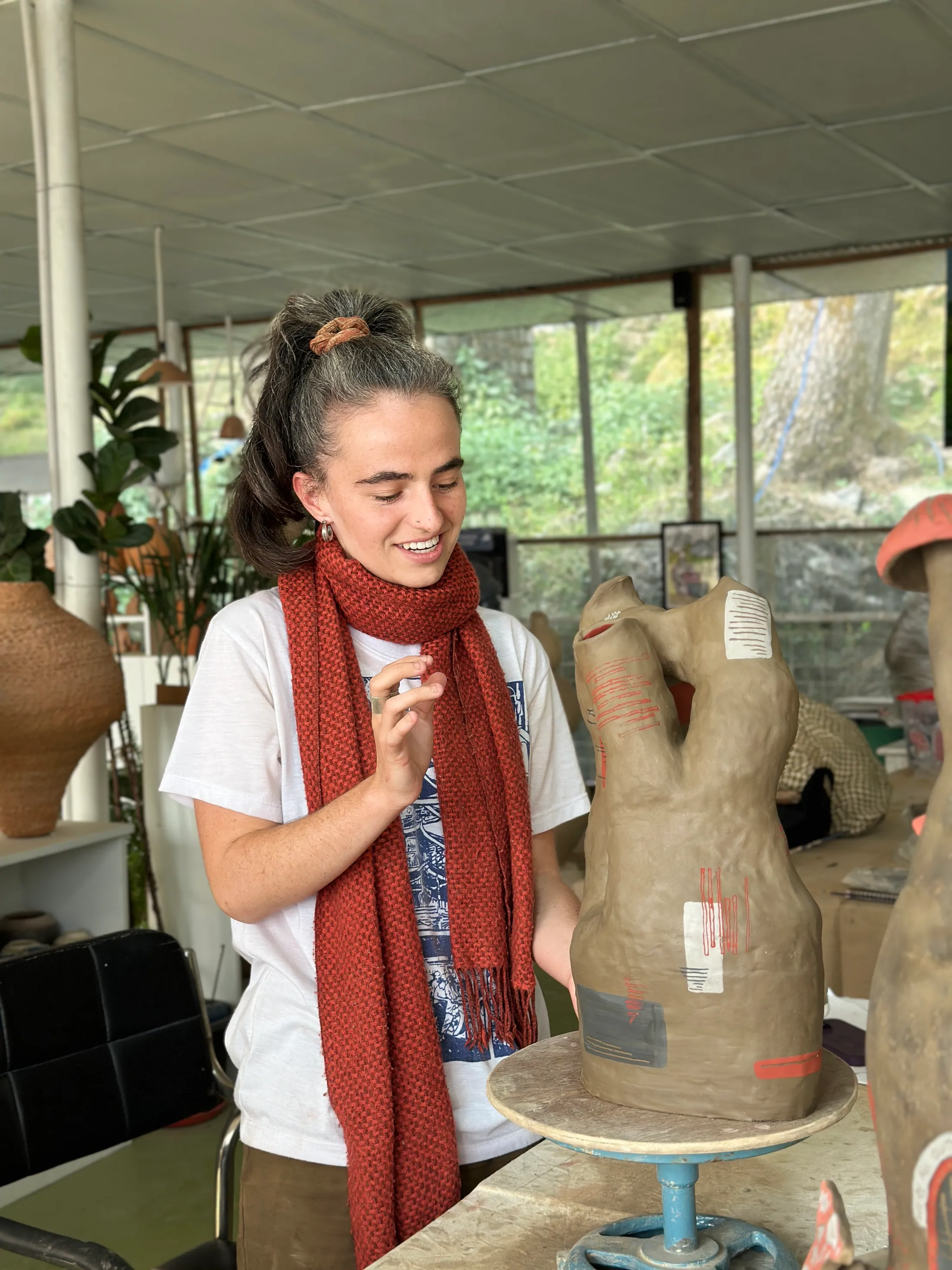 Residential pottery retreat space at Dharamkot Studio Himachal Pradesh for longer clay programs.