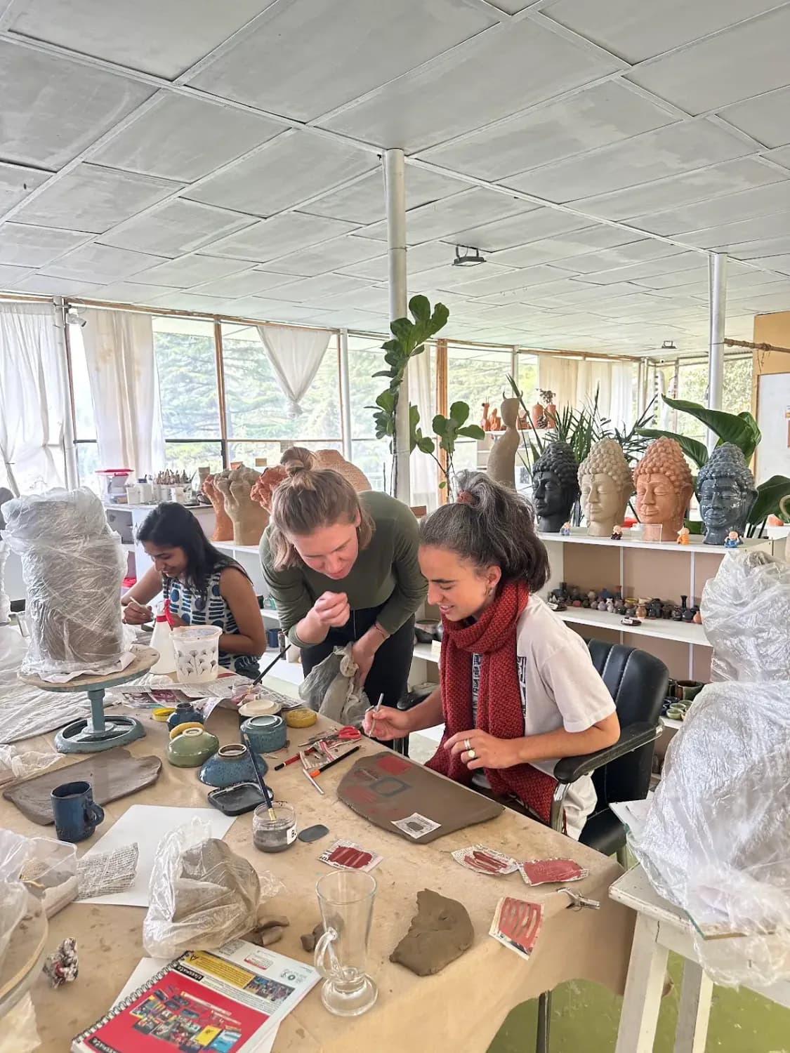 Dharamkot Studio retreat centre with pottery practice, forest views, and mountain studio life.